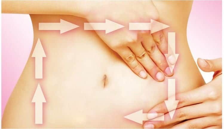 μασάζ στην κοιλιά δεξιόστροφες κινήσεις